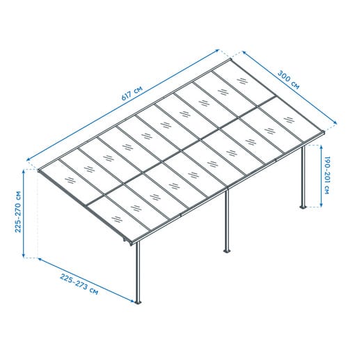 Westmann Terrassendach »Bruce«, BxHxT: 617 x 270 x 300 cm, Aluminium, weiß - weiss