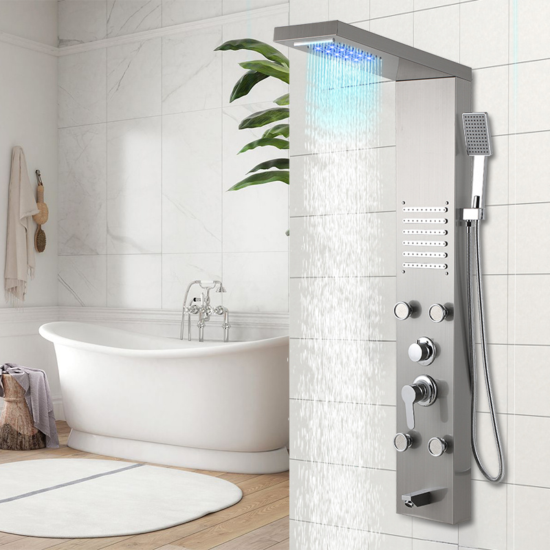 Randaco Duschpaneel Für Badezimmer, Regendusche Mit 5 Massagedüsen, Silber