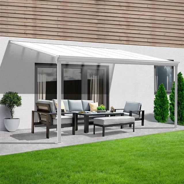 HOME DELUXE Terrassenüberdachung »SOLIS«, 312x303x206/250 cm, Weiß - weiss