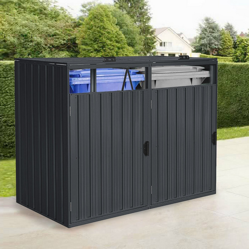 HOME DELUXE Mülltonnenbox »CUBO«, 2x 240 L - grau