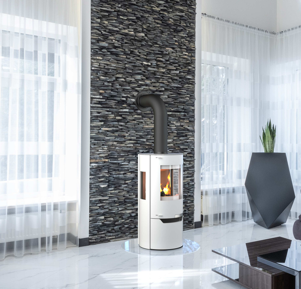 THERMIA Kaminofen &raquo;Hiron Trio&laquo;, Wei&szlig;, Stahl, 6 kW - weiss