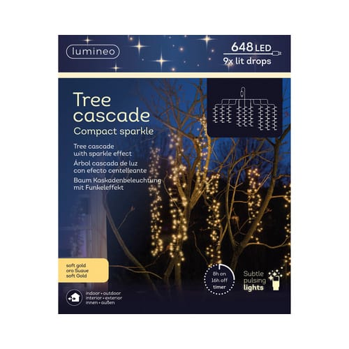 LED-Lichterkette, Baumkaskade compact Outdoor - goldfarben