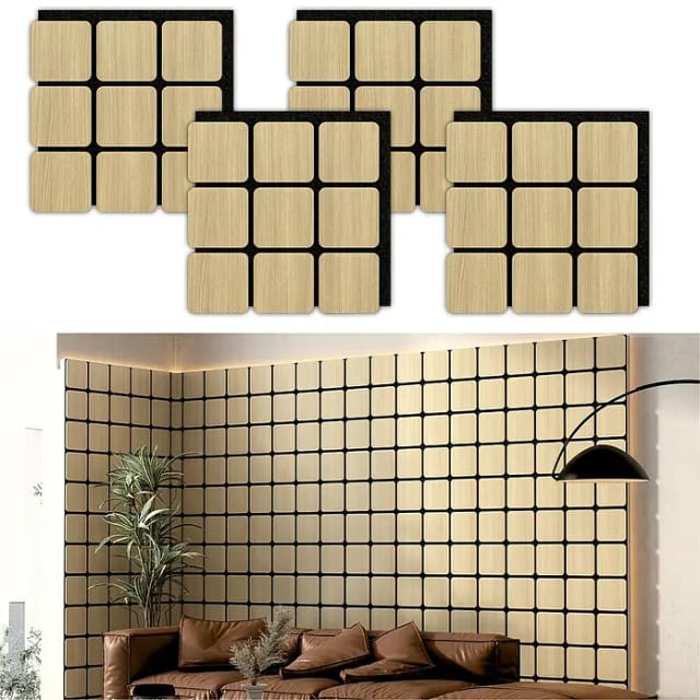 Akustikpaneel »Quadrum«, BxL: 58,5 x 240 cm, Eiche, Echtholzfurnier - braun