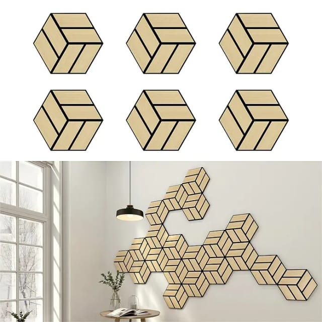 Akustikpaneel »Hexagon Set«, BxL: 30 x 26 cm, Eiche, Echtholzfurnier - braun