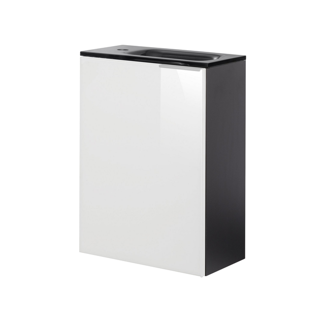 FACKELMANN Waschplatz-Set »SBC Gäste Bad«, 45cm links Anthrazit/Weiß Glas - weiss