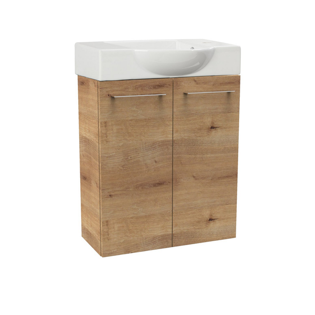 FACKELMANN Waschplatz-Set »SBC Gäste Bad«, 55cm rechts AstEiche - braun