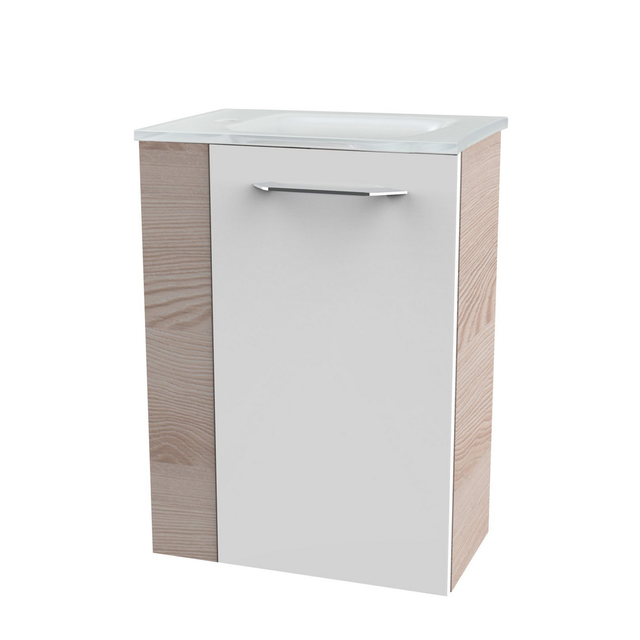 FACKELMANN Waschplatz-Set »SBC Gäste Bad«, 55cm rechts Alaska Esche/Weiß - weiss