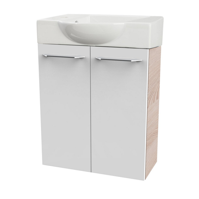 FACKELMANN Waschplatz-Set »SBC Gäste Bad«, 55cm links Alaska Esche/Weiß - weiss