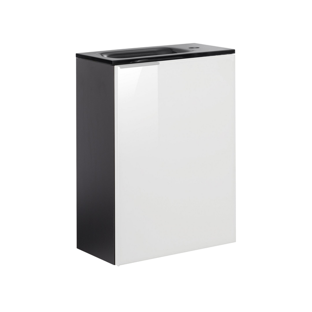 FACKELMANN Waschplatz-Set »SBC Gäste Bad«, 45cm rechts Anthrazit/Weiß Glas - weiss