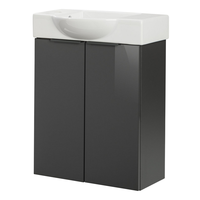 FACKELMANN Waschplatz-Set »SBC Gäste Bad«, 55cm links Anthrazit - grau