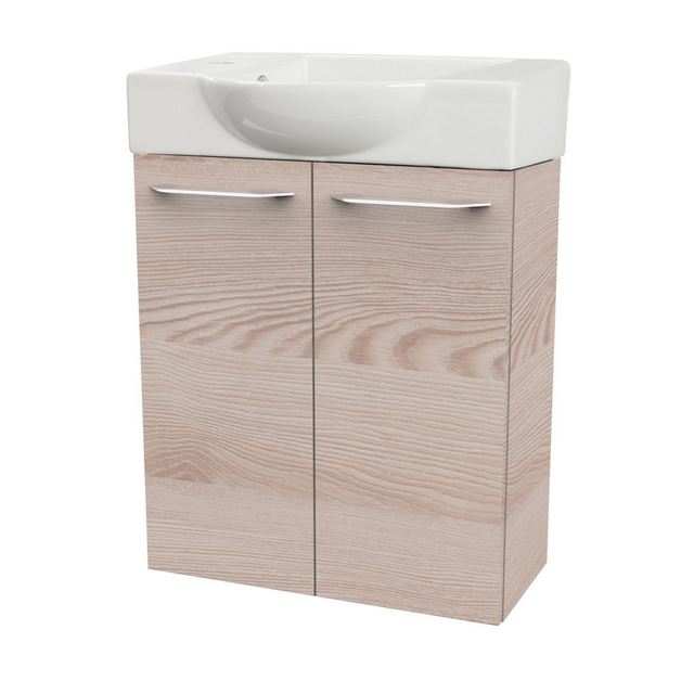 FACKELMANN Waschplatz-Set »SBC Gäste Bad«, 55cm links Alaska Esche - braun