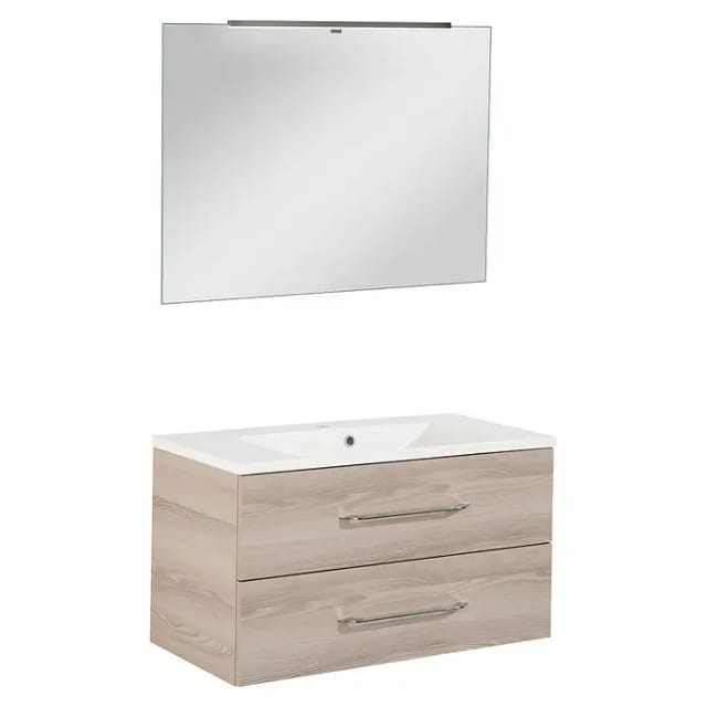 FACKELMANN Waschplatz-Set »B.CLEVER«, 90cm Alaska Esche - braun