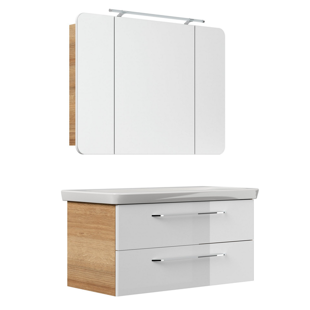 FACKELMANN Waschplatz-Set »MILANO«, 108cm Asteiche/We - weiss