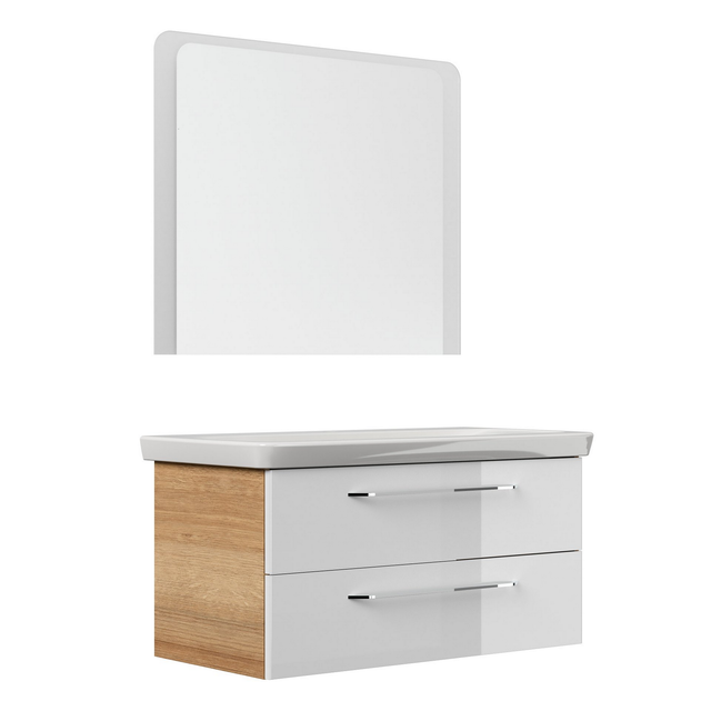 FACKELMANN Waschplatz-Set »MILANO«, 108cm Asteiche/Weiß - weiss