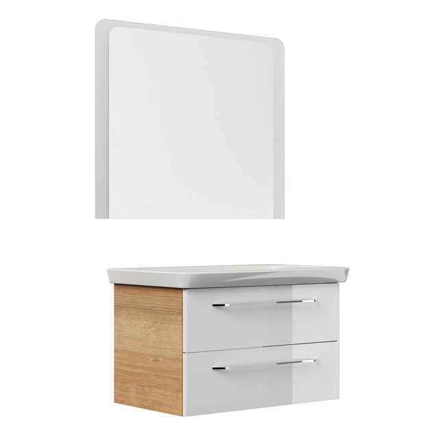 FACKELMANN Waschplatz-Set »MILANO«, 90cm Asteiche/Weiß - weiss