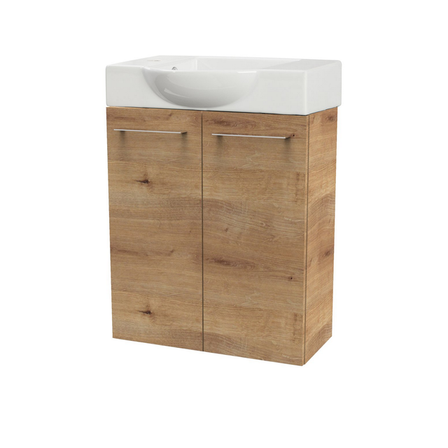 FACKELMANN Waschplatz-Set »SBC Gäste Bad«, 55cm links AstEiche - braun
