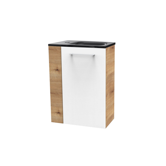 FACKELMANN Waschplatz-Set »SBC Gäste Bad«, 45cm rechts Asteiche/Weiß - weiss
