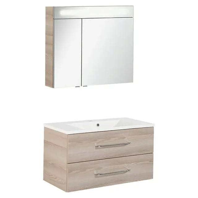 FACKELMANN Waschplatz-Set »B.CLEVER«, 90cm SPS Alaska Esche - braun