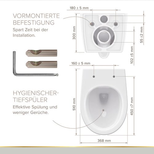 LENZ Wand WC »JENO«, Keramik, weiß - weiss