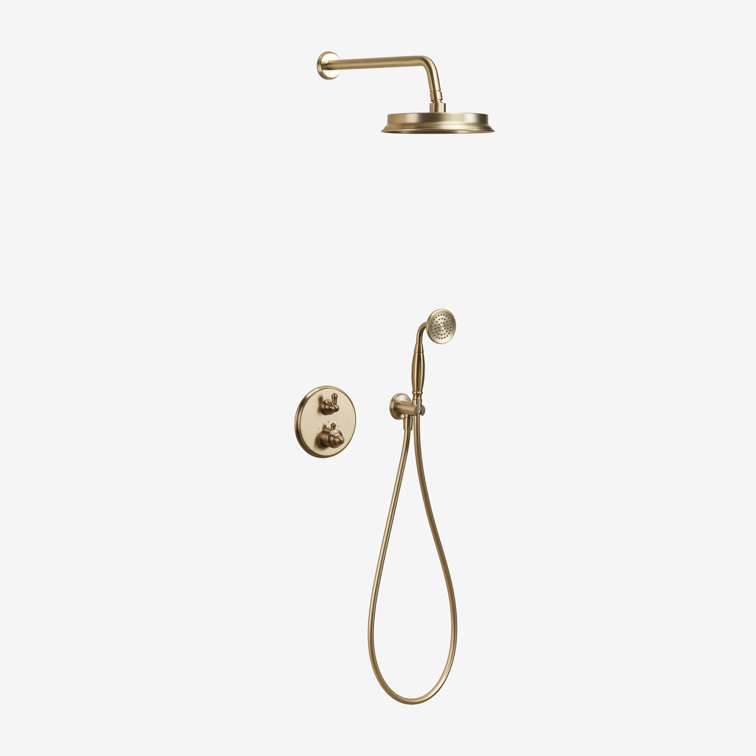 Sklum Thermostatische Einbauduschsäule Aus Messing Alejandra Gebürstetes Gold