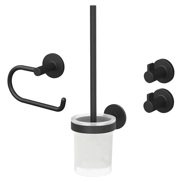 LENZ Bad-Accessoire-Set »NERO«, Schwarz-matt, Montageart: Kleben oder Bohren