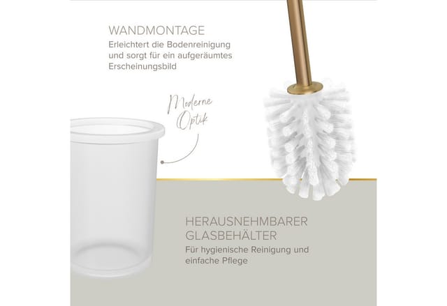 LENZ Toilettenbürstenhalter »JUNA«, Gold, Montageart: Kleben oder Bohren - goldfarben