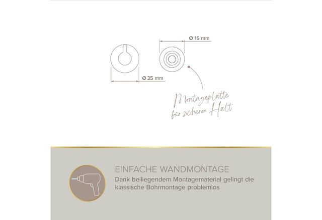 LENZ Handtuch-Haken »JUNA«, Gold, Montageart: Bohren - goldfarben