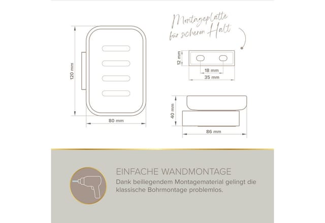 LENZ Seifenschale »AURA«, Chrom, Montageart: Bohren - silberfarben