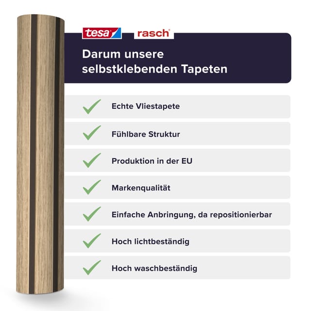 Rasch Selbstklebende Vliestapete »Echo«, 6,00x0,53m Akkustikpanele hellbraun
