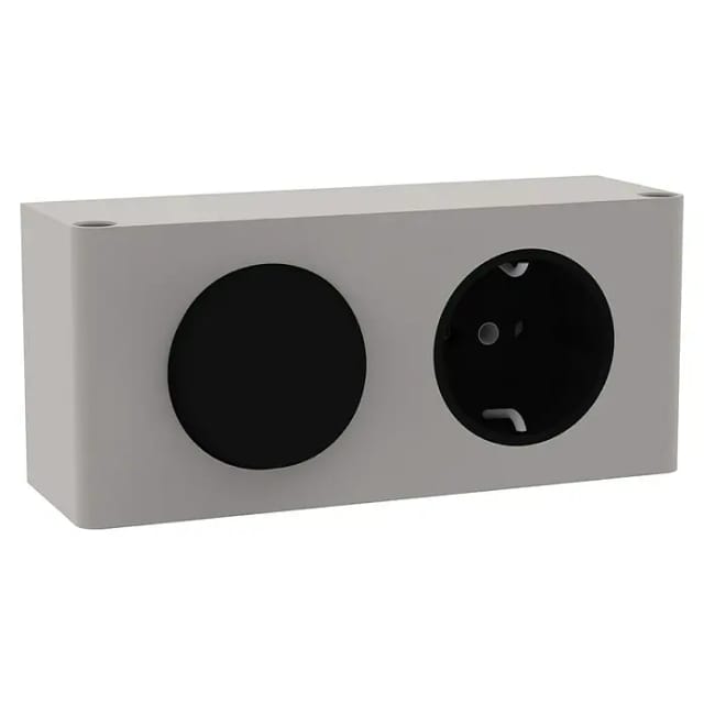 FACKELMANN Schalter-Steckdose-Kombination, BxHxT: 139 x 62 x 45 mm, 230 V, silberfarben