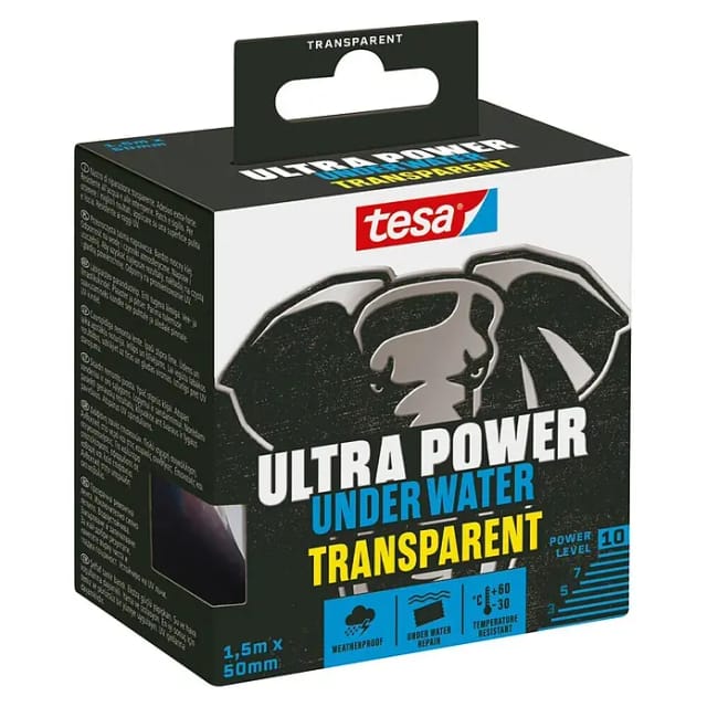 TESA Reparaturband »Ultra Power Under Water«, LxB: 150 cm x 5 cm, Transparent