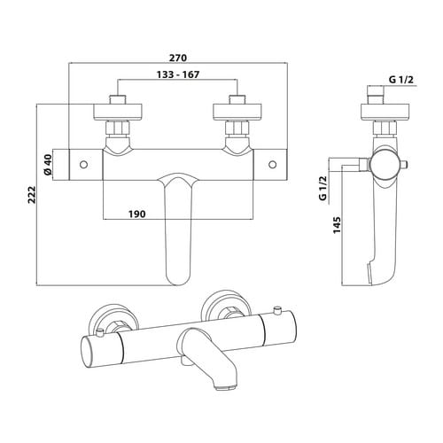 SCHÖNER WOHNEN KOLLEKTION Wannenthermostat »Dicu«, BxHxL: 22,2 x 6 x 27 cm, Metall, mattschwarz