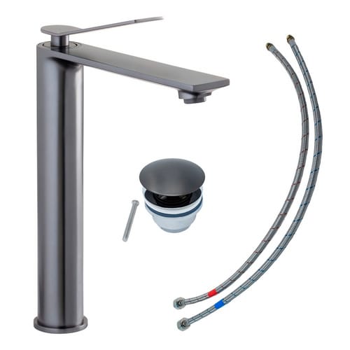 SCHÖNER WOHNEN KOLLEKTION Waschtischarmatur »Viola«, BxHxL: 22,1 x 30,1 x 5 cm, Metall, industrial - grau