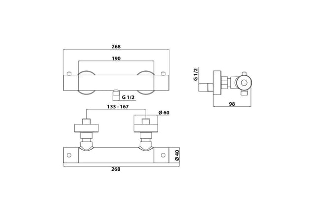 SCHÖNER WOHNEN KOLLEKTION Duschthermostat »Dicu«, BxHxL: 9,8 x 6 x 26,8 cm, Metall, industrial - grau