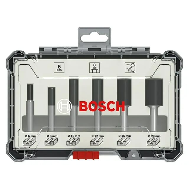 BOSCH Nut-Fräser, Set, 6-tlg., 8 mm Schaft - grau