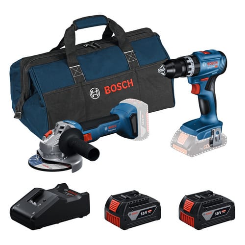 BOSCH Akku-Werkzeug-Set »GSB 18V-45 + GWS 18V-8«, inkl. 2 Akkus und Ladegerät, 18V - blau
