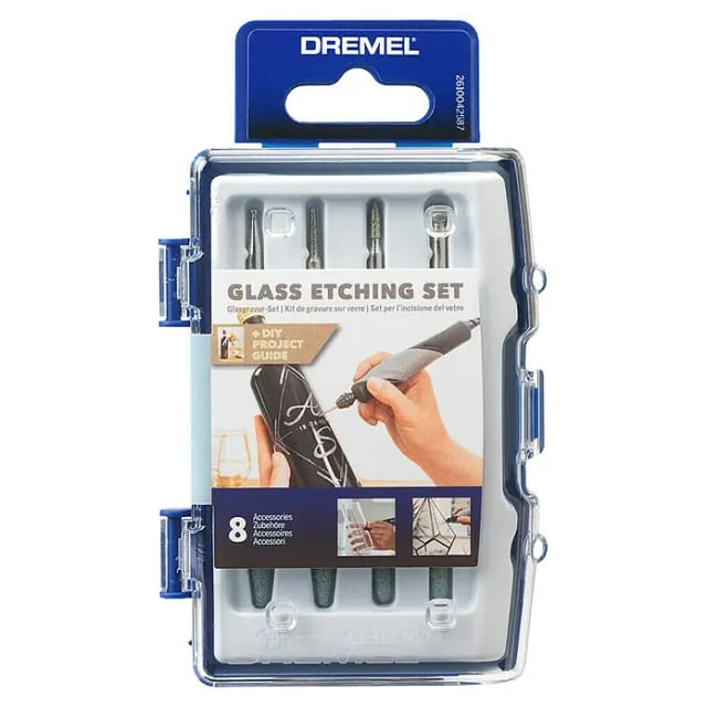 DREMEL Schleif- und Gravur-Werkzeug, Set, 8-teilig, für Glas und Metall - blau