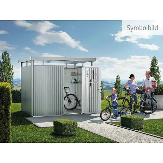 BIOHORT Gerätehaus »Gerätehaus Highline«, BxHxT: 314,3 x 221 x 314,3 cm (Außenmaß), Gr. H6, silber-metallic, - grau