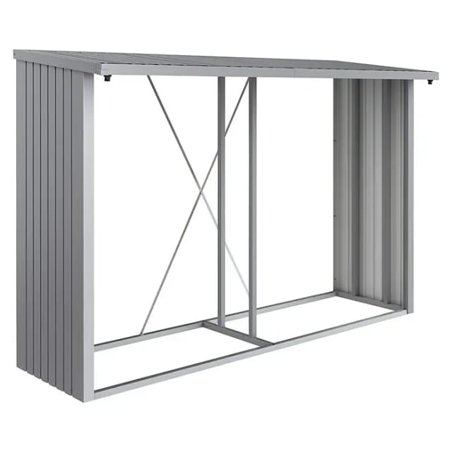 BIOHORT Kaminholzlager »Woodstock«, BxHxL: 300,7 x 199 x 102 cm, silber-metallic - grau