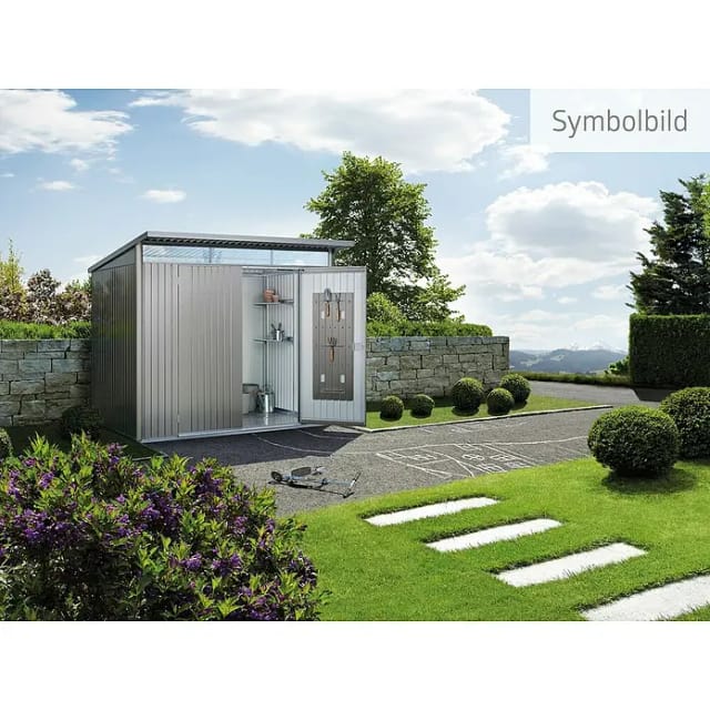 BIOHORT Gerätehaus »AvantGarde Eco«, BxHxT: 180 x 218 x 220 cm (Außenmaß), Gr. A1, quarzgrau-metallic,