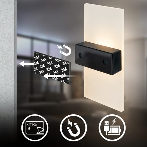 BRILONER Leuchte, LED Akku Wandleuchte, 2,5 W, matt-schwarz