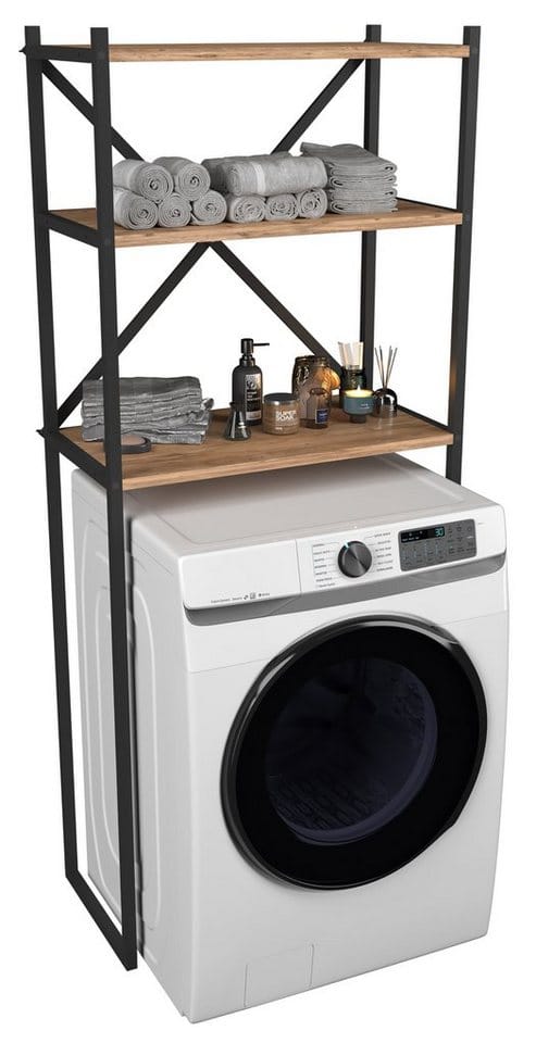 VCM Waschmaschinenschrank »Insasi«, BxHxT: 66 x 160 x 34 cm - braun