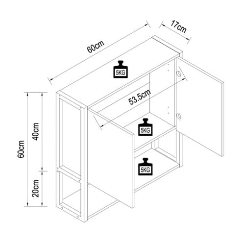 VCM Spiegelschrank »Edino«, BxHxT: 60 x 60 x 17 cm - braun