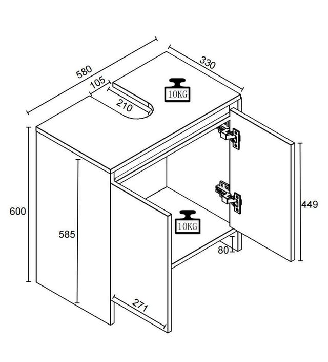 VCM Badezimmer-Unterschrank »Malira«, BxHxT: 58 x 60 x 33 cm - weiss