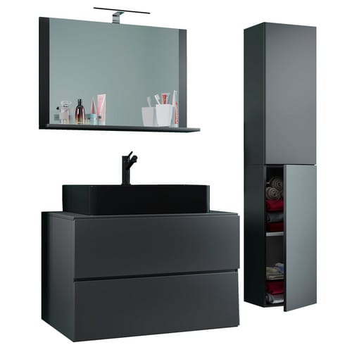 VCM Waschplatz-Set »Lendas«, 4-tlg., 80 cm, anthrazit - grau