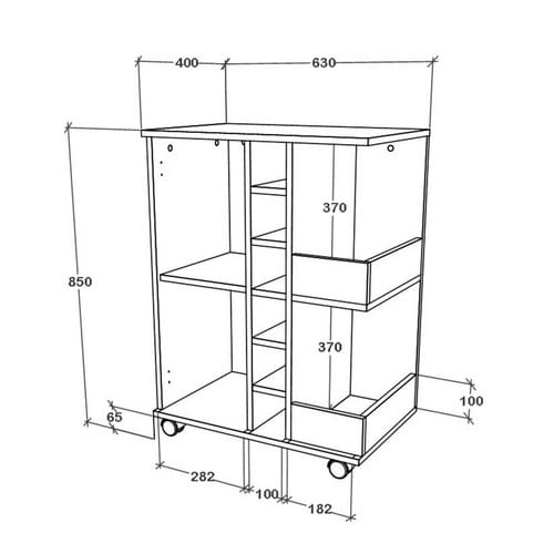 VCM Küchenwagen »Esilo M«, BxHxT: 63 x 85 x 40 cm - weiss