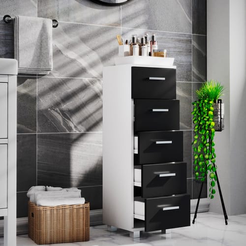 VCM Schubladenschrank »Zalo M«, BxHxT: 30 x 94 x 30 cm - schwarz