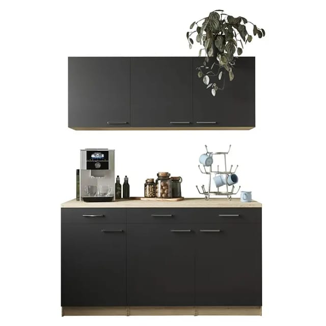 RESPEKTA Küchenzeile »Merle«, BxHxT: 150 x 150 x 150 cm, schwarz