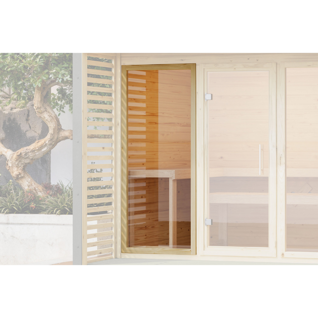 KARIBU Saunafenster, BxHxT: 84 x 84 x 3,8 cm, Rund, Klarglas, elfenbeinweiß, für Wandstärke: 38 mm - beige