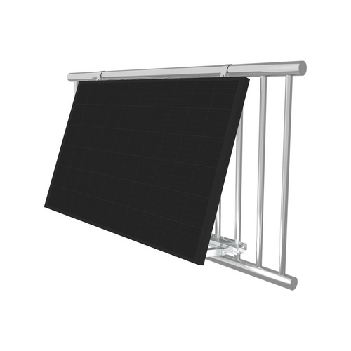 VALE Solarmodul-Halterung, für Geländer (rund), für 2 Module, Aluminium, silberfarben